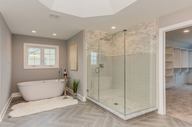 Bathroom with Glass Shower and Large Tiles